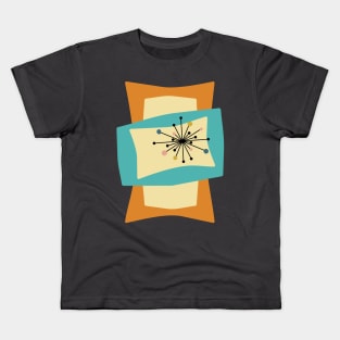 Funky Orange Rectangles Turquoise Mid Mod Kids T-Shirt